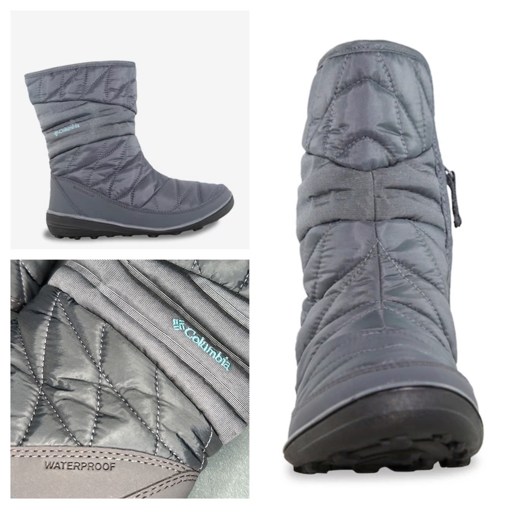 Columbia Waterproof Slip-On Heavenly Winter Boots Women’s US 6 Greenish-Grey